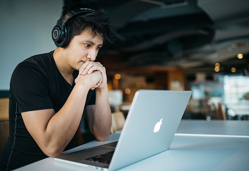 Student engaging in online learning