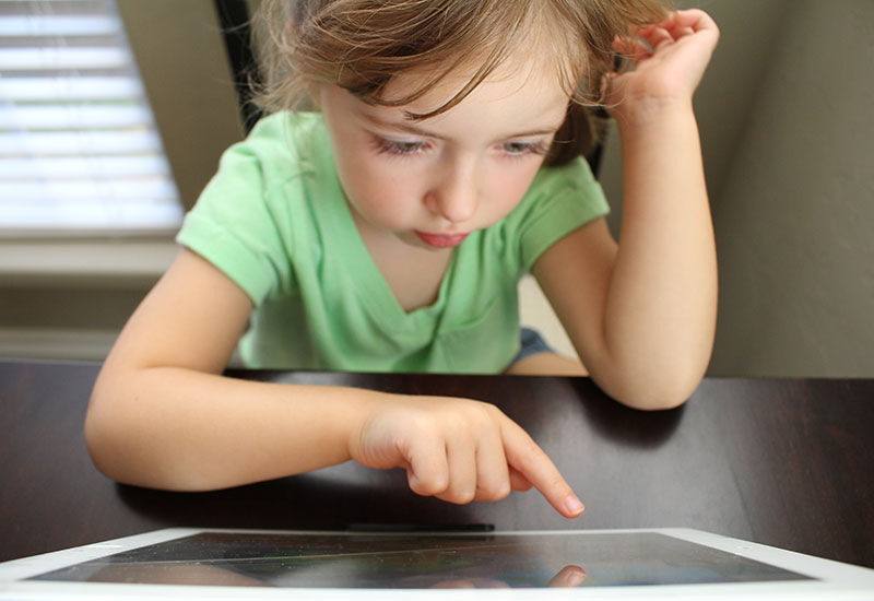 Student engaging in online learning