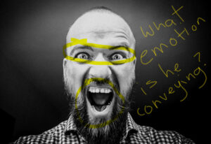Man exaggerating emotional responses