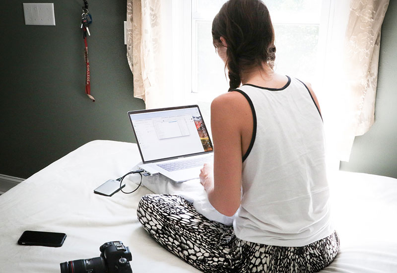 Student engaging with online learning