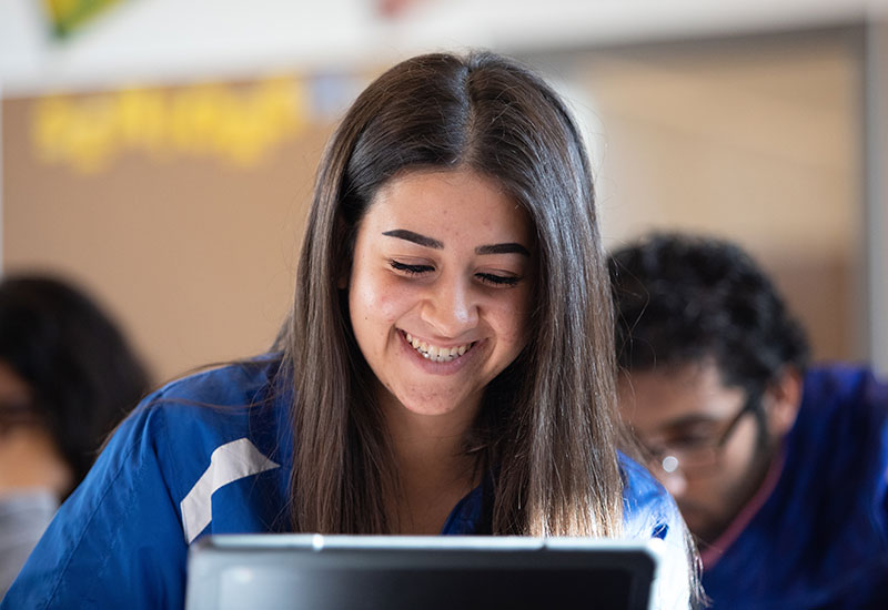 Student engaging with digital learning material