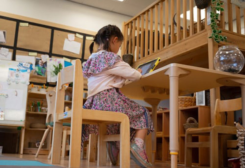 Young student participating in online learning