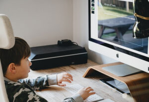 Young student studying online