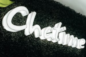 Neon sign with the word chatime