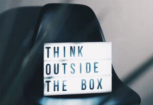 Lightbox with phrase, Think Outside the Box