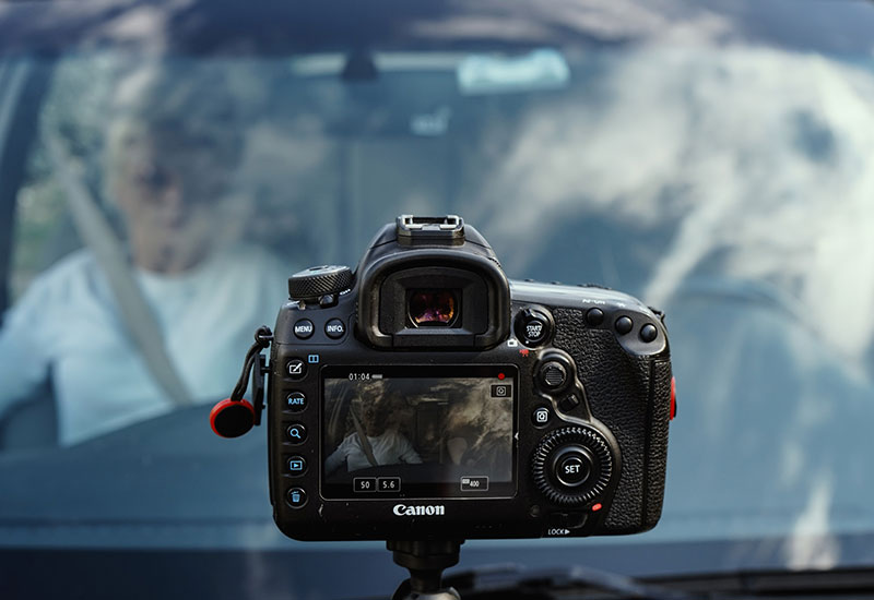 Looking through a a camera view finder lens