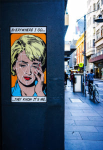 Street art commenting on facial recognition