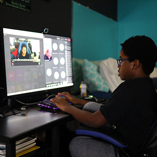 Student at computer