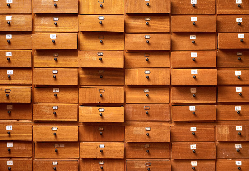 Filling cabinet with some drawers open