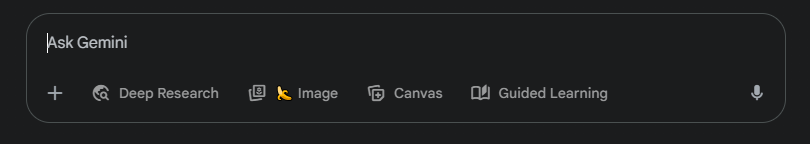 This screenshot shows the "Ask Gemini" input field with the banana icon and "Image" text option below.
