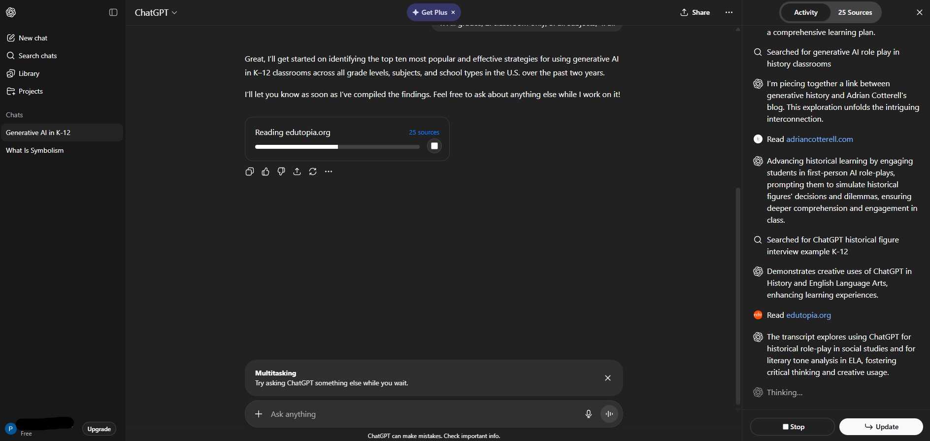 Screenshot showing the beginning of the ChatGPT search as described in the article.
