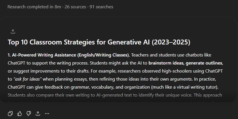 Screenshot showing the start of the ChatGPT report.