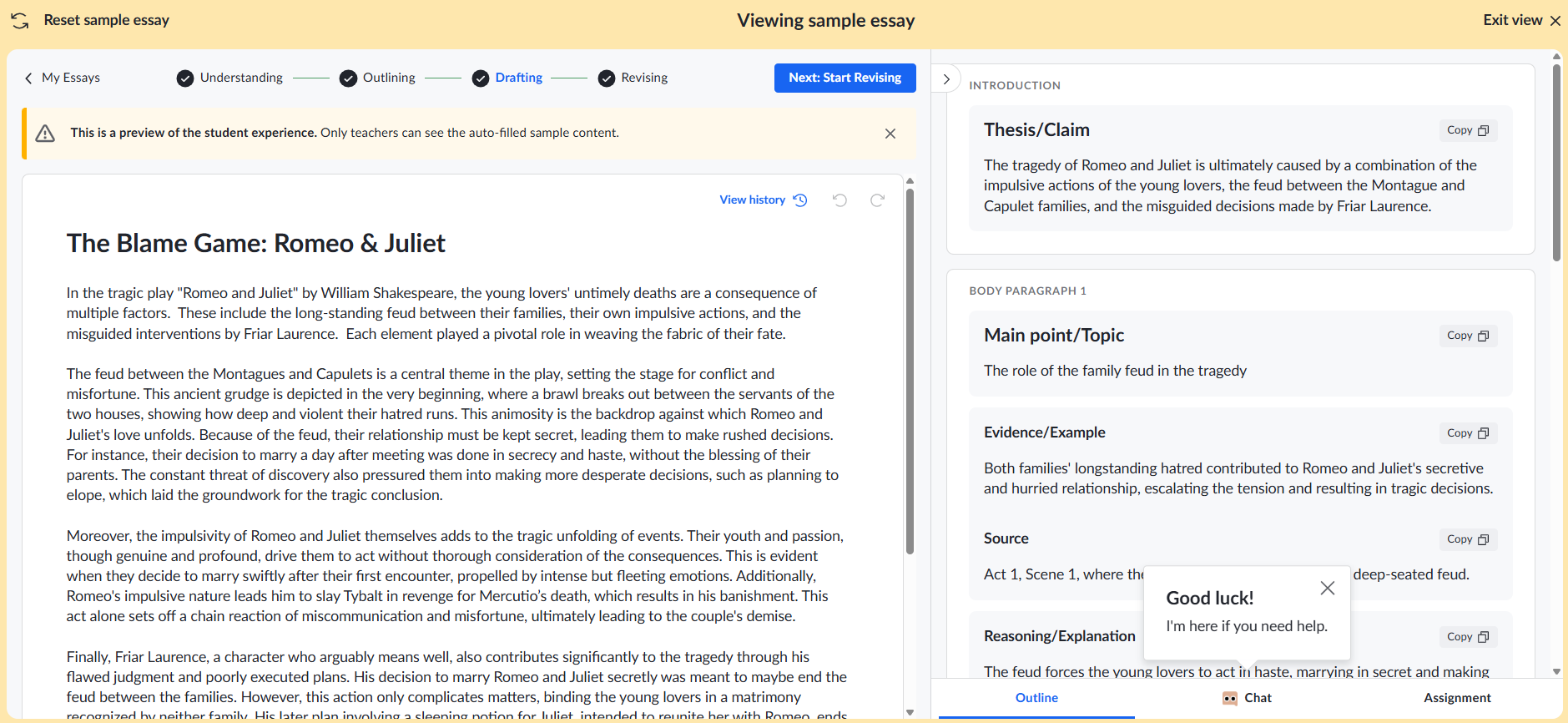 Screenshot showing rough draft